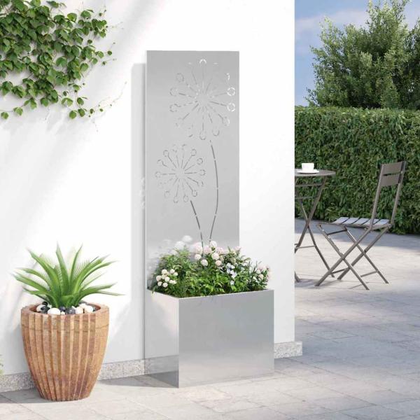 Blumentopf mit dekorativem Paneel Silber 50 x 140 cm Edelstahl