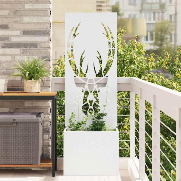 ARDEBO.de - Blumentopf mit dekorativem Paneel Weiß 50 x 140 cm
