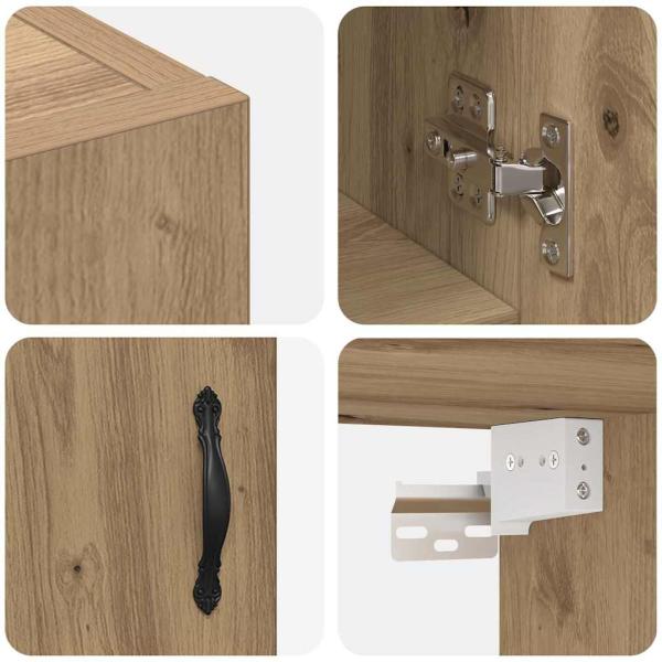 Wandschrank Eiche handwerklich 60 x 31 x 60 cm Holzwerkstoff