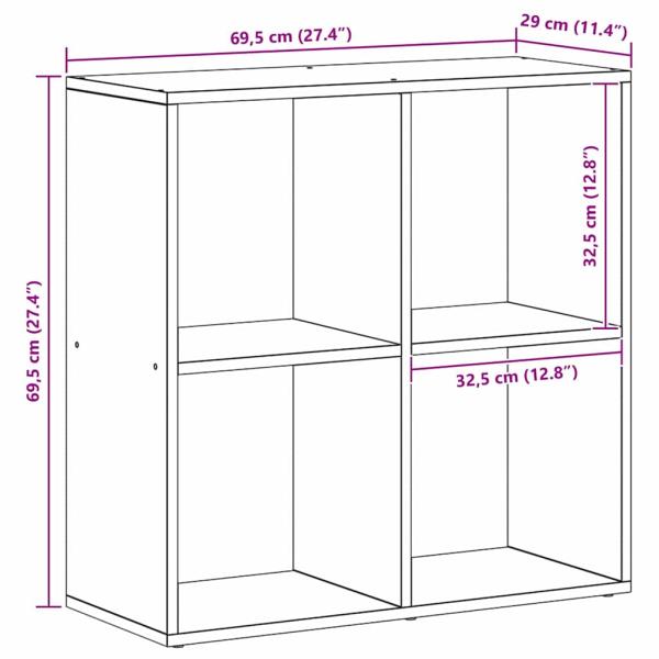 Bücherregal Schwarze Eiche 69,5 x 29 x 69,5 cm Holzwerkstoff