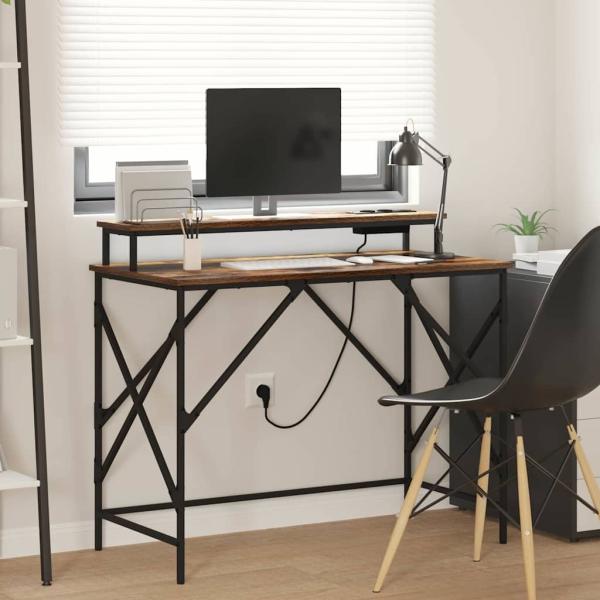 ARDEBO.de - Schreibtisch Räuchereiche 100 x 50 x 86.5 cm Holzwerkstoff