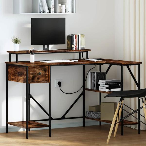 ARDEBO.de - Schreibtisch Räuchereiche 120 x 79 x 86.5 cm Holzwerkstoff