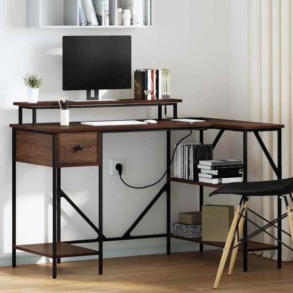 ARDEBO.de - Schreibtisch Braune Eiche 120 x 79 x 86.5 cm Holzwerkstoff