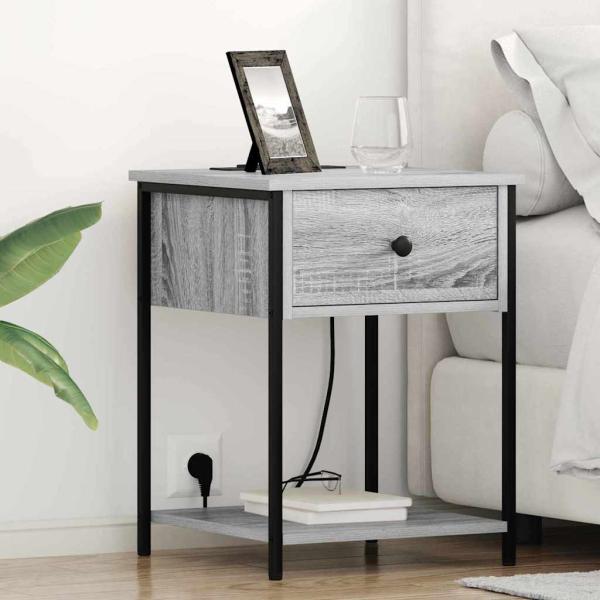 ARDEBO.de - Nachttisch Grau Sonoma 42 x 41 x 56 cm Holzwerkstoff