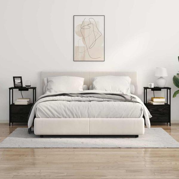 Nachttisch mit Ladestation Schwarze Eiche Holzwerkstoff