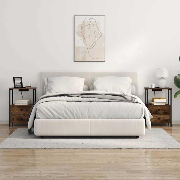 Nachttisch mit Ladestation 2 pcs Räuchereiche Holzwerkstoff