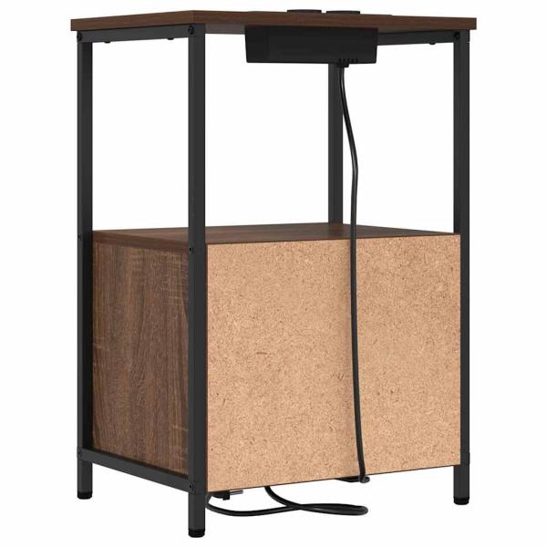 Nachttisch mit Ladestation 2 pcs Braune Eiche Holzwerkstoff