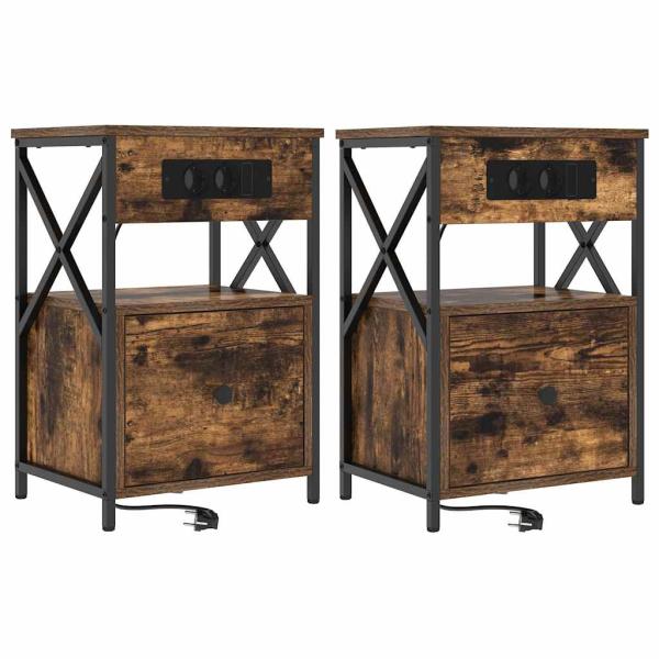 Nachttische 2 pcs Räuchereiche 40 x 31 x 60 cm Holzwerkstoff