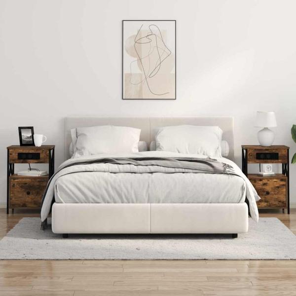 Nachttische 2 pcs Räuchereiche 40 x 31 x 60 cm Holzwerkstoff