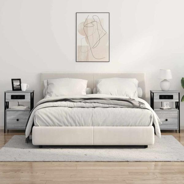 Nachttisch 2 stk. Graues Sonoma 40 x 31 x 60 cm Holzwerkstoff