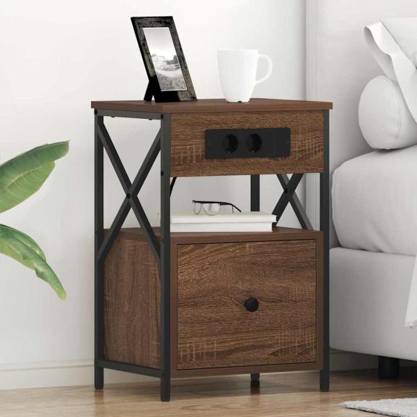 ARDEBO.de - Nachttisch Braune Eiche 40 x 31 x 60 cm Holzwerkstoff