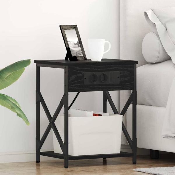 ARDEBO.de - Nachttisch Schwarz Eiche 41 x 31 x 51 cm Holzwerkstoff