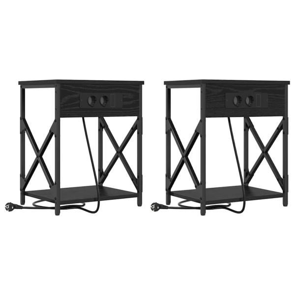 Nachttisch 2 pcs Schwarz Eiche 41 x 31 x 51 cm Holzwerkstoff