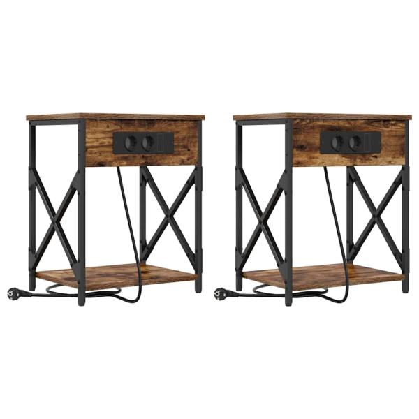 Nachttisch 2 pcs Rauch-Eiche 41 x 31 x 51 cm Holzwerkstoff