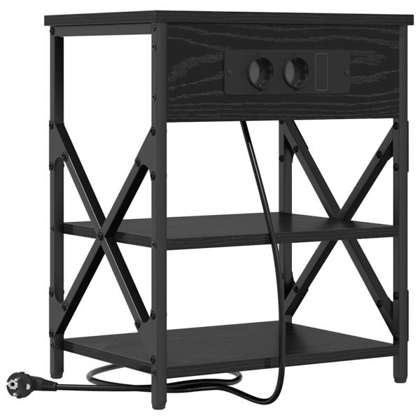 Nachttisch mit Ladestation Schwarze Eiche Holzwerkstoff
