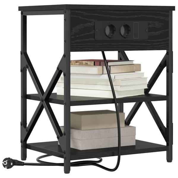 Nachttisch mit Ladestation Schwarze Eiche Holzwerkstoff