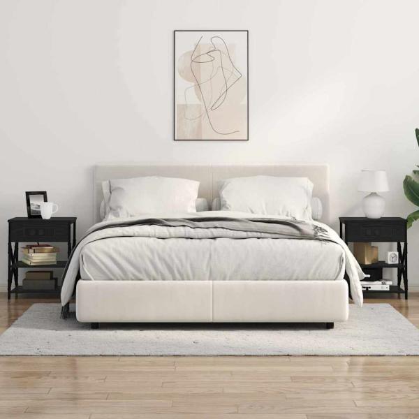 Nachttisch mit Ladestation Schwarze Eiche Holzwerkstoff