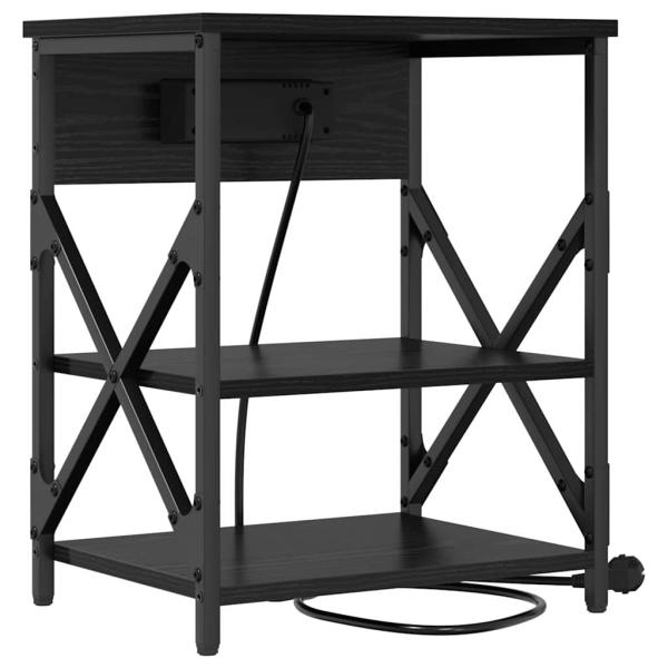 Nachttisch mit Ladestation Schwarze Eiche Holzwerkstoff