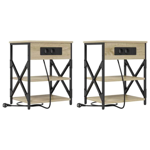 Nachttisch mit Ladestation 2 pcs Sonoma Eiche Holzwerkstoff