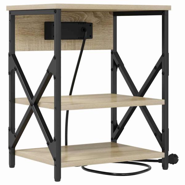 Nachttisch mit Ladestation 2 pcs Sonoma Eiche Holzwerkstoff