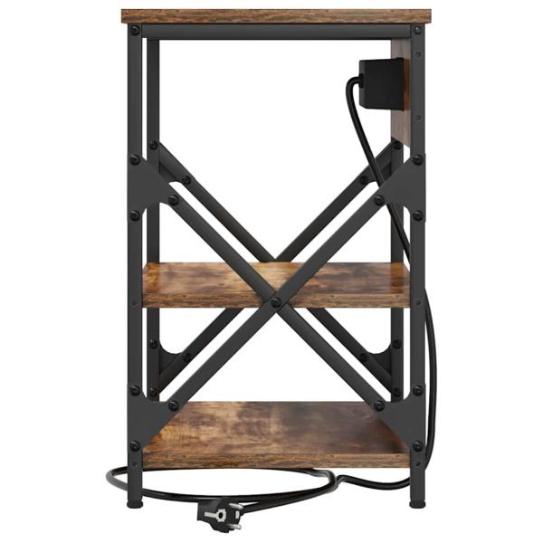 Nachttisch mit Ladestation mit Regal Räuchereiche Holzwerkstoff