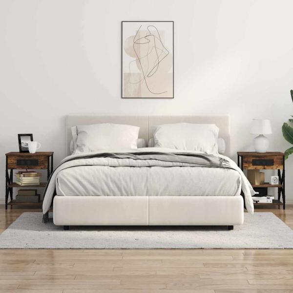 Nachttisch mit Ladestation 2 pcs Räuchereiche Holzwerkstoff