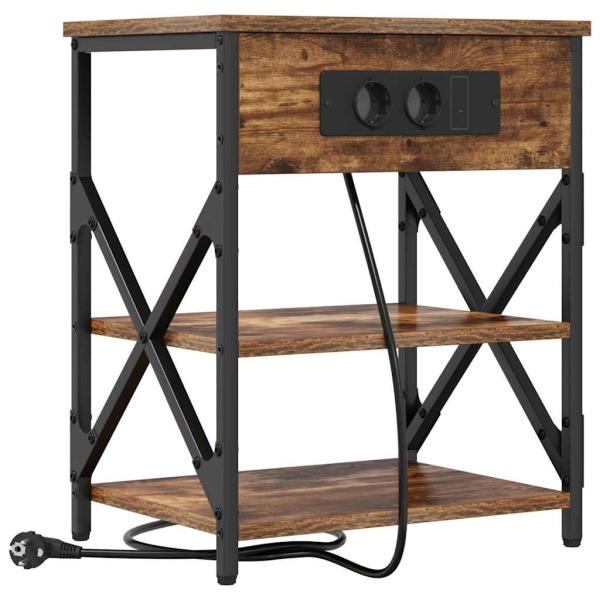 Nachttisch mit Ladestation 2 pcs Räuchereiche Holzwerkstoff