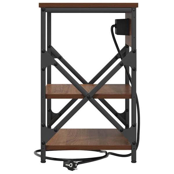 Nachttisch mit Ladestation mit Regal Braune Eiche Holzwerkstoff