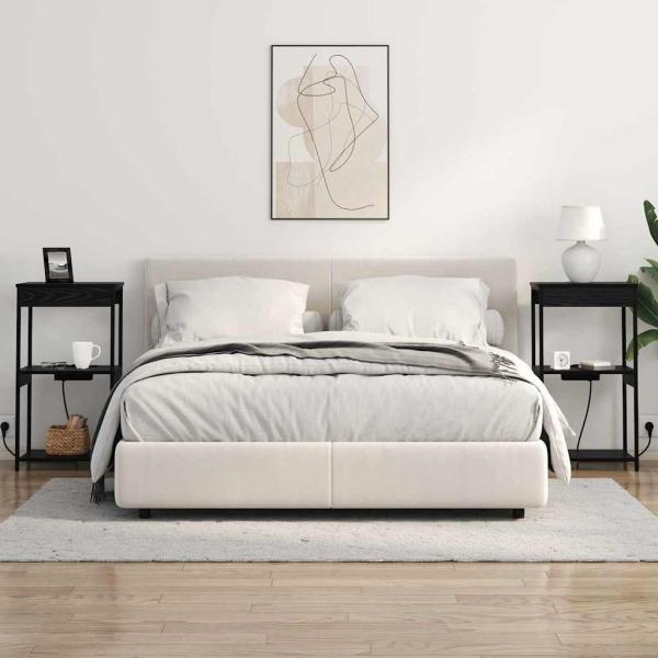 Nachttisch mit Ladestation Schwarze Eiche Holzwerkstoff