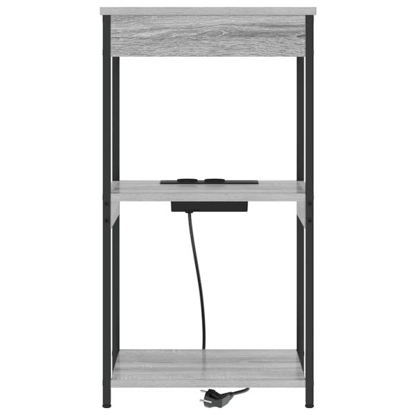 Nachttisch mit Ladestation mit Regal Grau Sonoma Holzwerkstoff