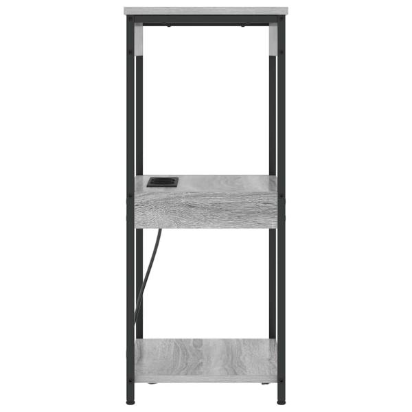 Nachttisch mit Ladestation mit Regal Grau Sonoma Holzwerkstoff
