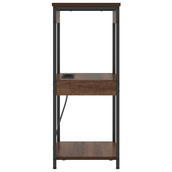 Nachttisch mit Ladestation mit Regal Braune Eiche Holzwerkstoff