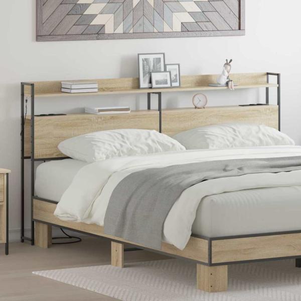 ARDEBO.de - Stauraum-Kopfteil Sonoma Eiche 200 cm Holzwerkstoff