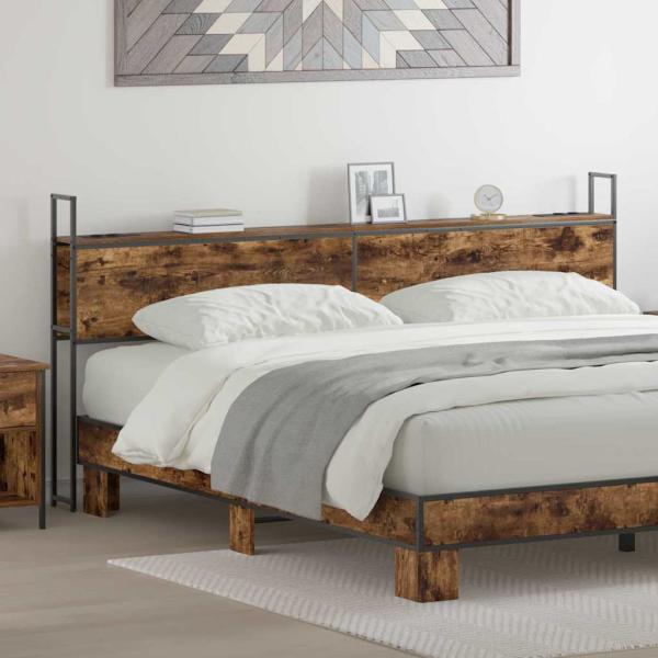 ARDEBO.de - Stauraum-Kopfteil Räuchereiche 180 cm Holzwerkstoff