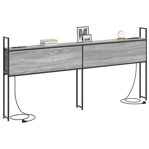 Stauraum-Kopfteil mit Kopfteil mit Speicher Grau Sonoma 180 cm Holzwerkstoff