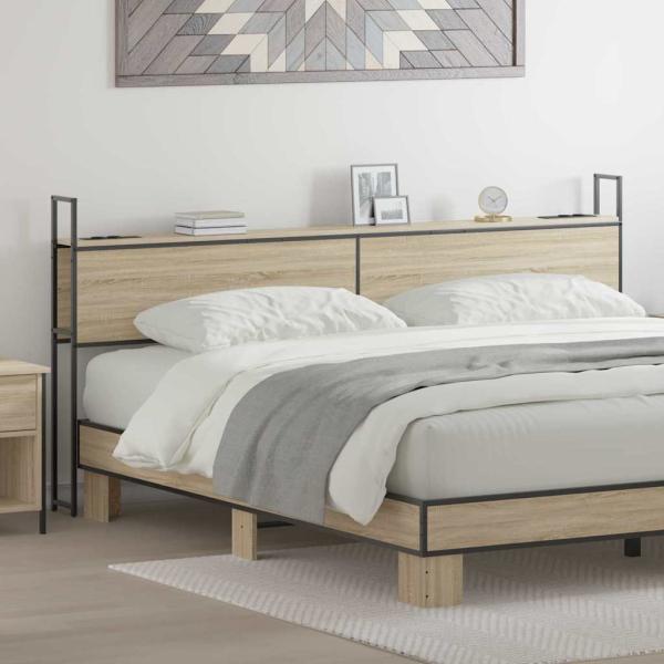 ARDEBO.de - Stauraum-Kopfteil Sonoma Eiche 200 cm Holzwerkstoff