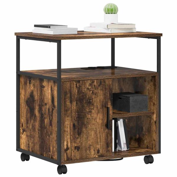 Büroschrank mit Rad Räuchereiche 60 x 46 x 67 cm Holzwerkstoff