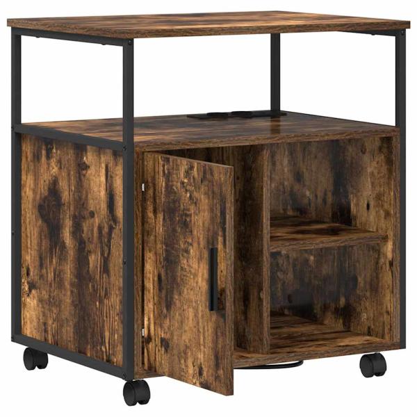 Büroschrank mit Rad Räuchereiche 60 x 46 x 67 cm Holzwerkstoff