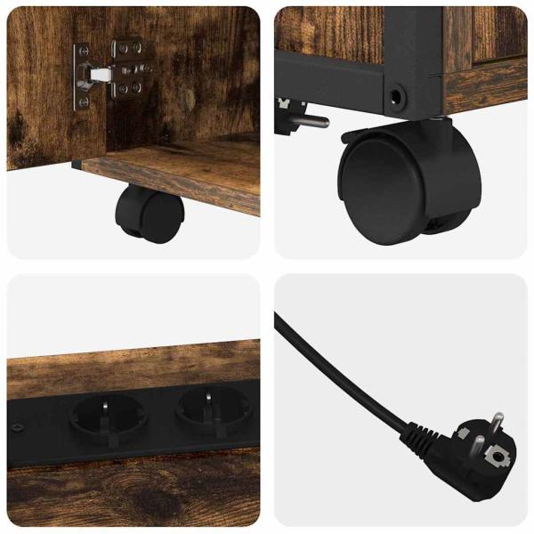 Büroschrank mit Rad Räuchereiche 60 x 46 x 67 cm Holzwerkstoff