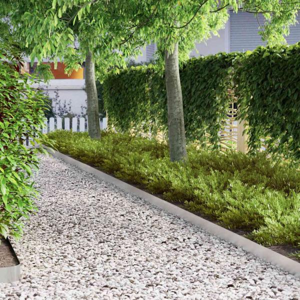 Rasenrand 4 pcs Silber 450 x 10 cm Edelstahl