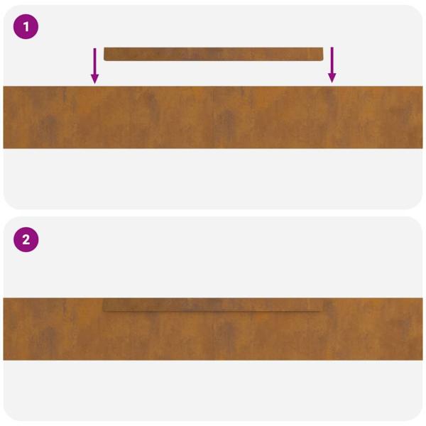 Rasenrand 4 pcs Rostig 450 x 10 cm Witterungsbeständiger Stahl