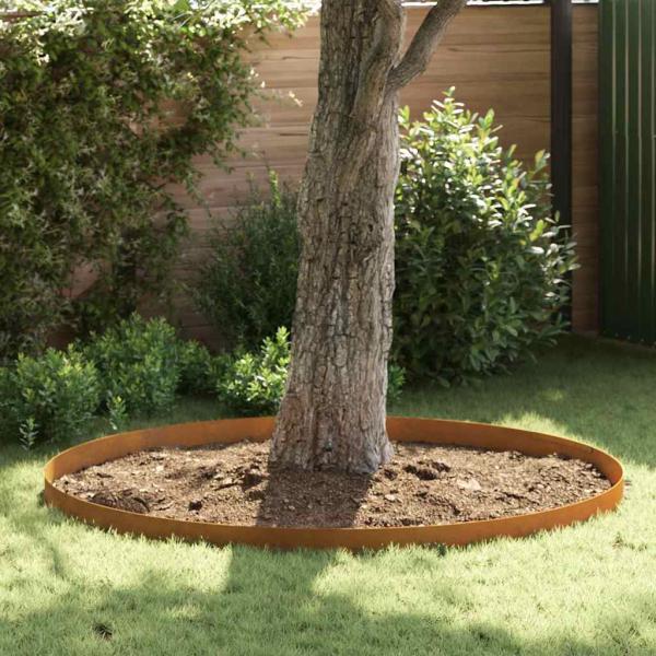 ARDEBO.de - Rasenrand 4 pcs Rostig 450 x 15 cm Witterungsbeständiger Stahl