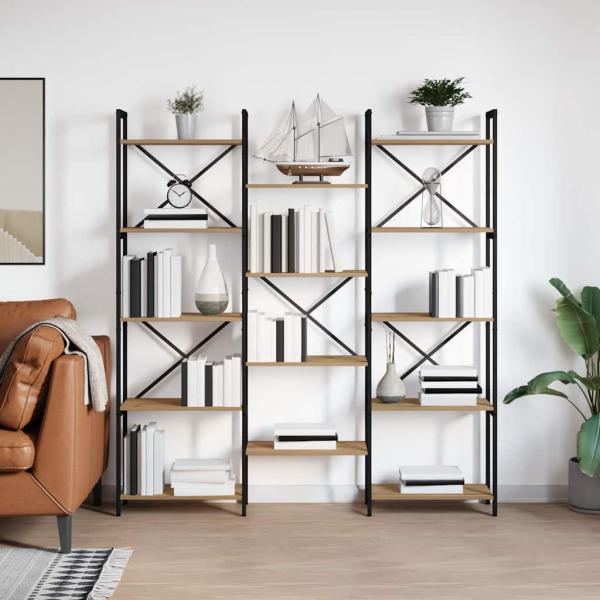 ARDEBO.de - Regal Eiche handwerklich 156 x 25 x 167.5 cm Holzwerkstoff