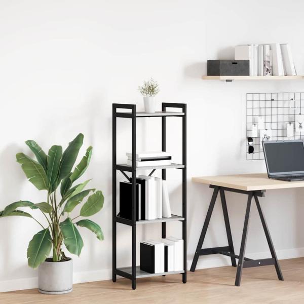 ARDEBO.de - Bücherregal Grau Sonoma 40 x 30 x 118 cm Holz und Stahl