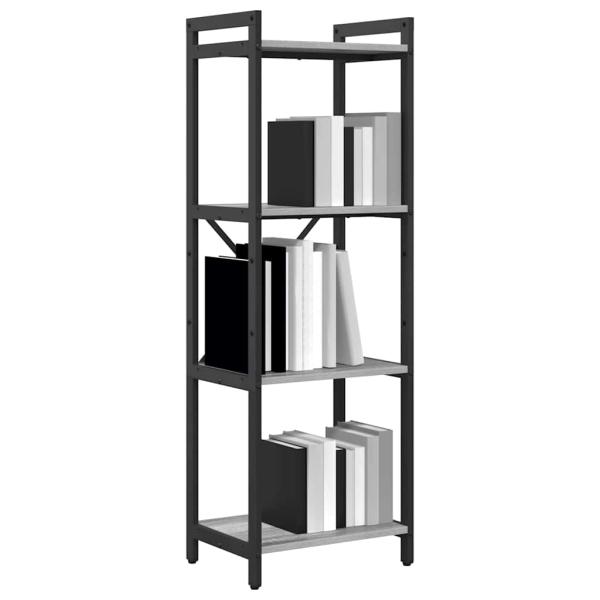 Bücherregal Grau Sonoma 40 x 30 x 118 cm Holz und Stahl