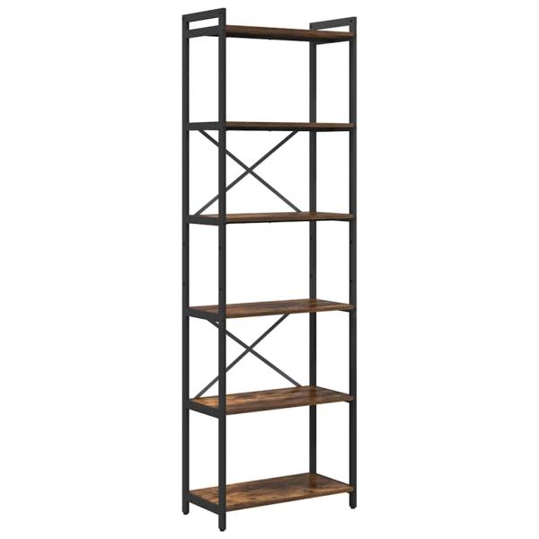 Bücherregal Räuchereiche 60 x 30 x 188 cm MDF und Stahl