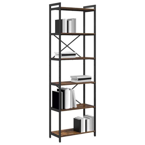 Bücherregal Räuchereiche 60 x 30 x 188 cm MDF und Stahl
