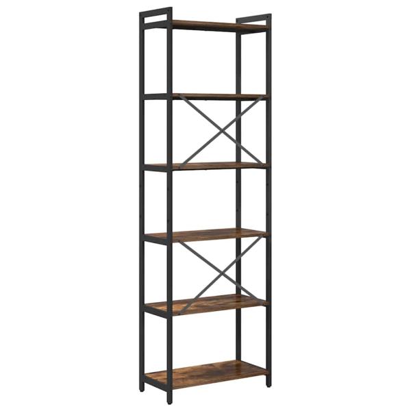 Bücherregal Räuchereiche 60 x 30 x 188 cm MDF und Stahl