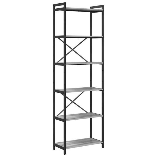 Bücherregal Grau Sonoma 60 x 30 x 188 cm Holz und Stahl