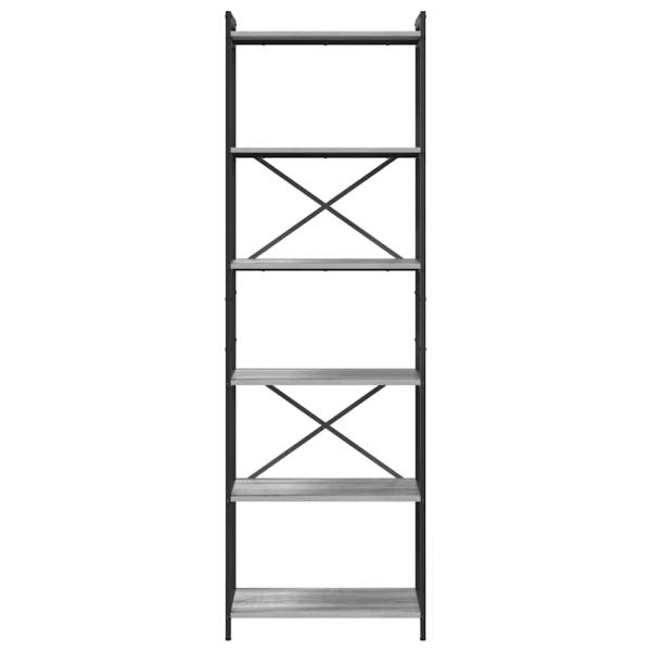 Bücherregal Grau Sonoma 60 x 30 x 188 cm Holz und Stahl